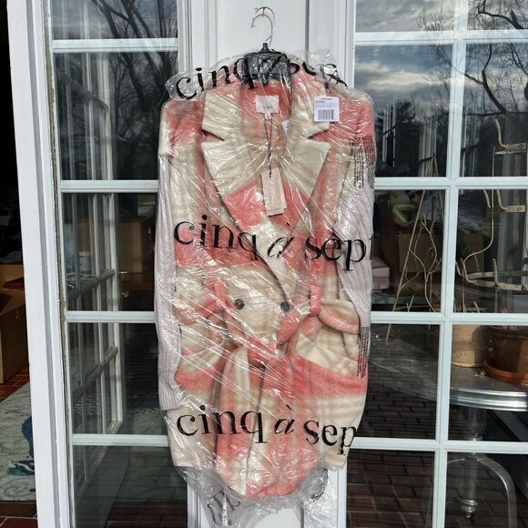 Cinq à Sept Aretha Plaid Mixed Media Coat NWT - Picture 5 of 11